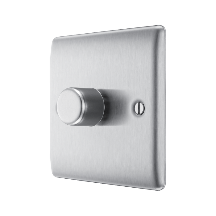 BG Nexus Metal Brushed Steel 1G Dimmer Switch NBS81