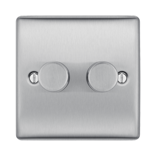 BG Nexus Metal Brushed Steel 2G Dimmer Switch NBS82 Available from RS Electrical Supplies
