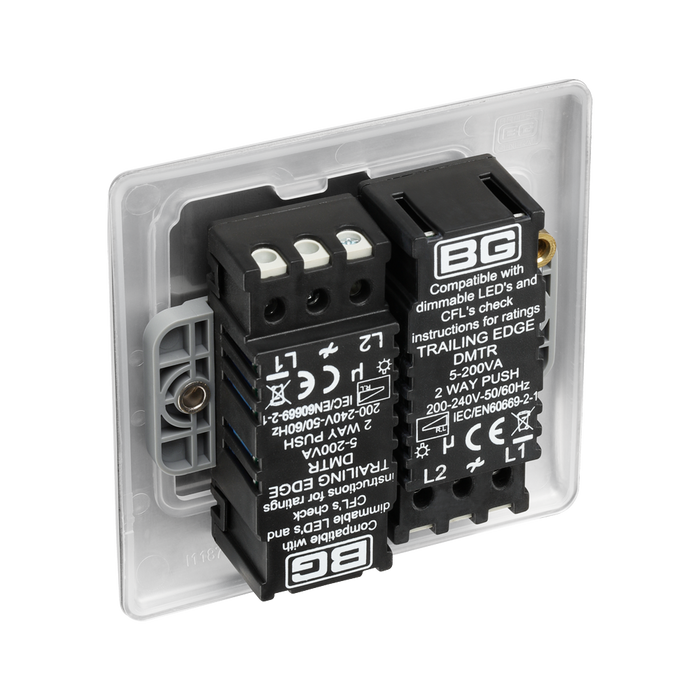BG Nexus Metal Brushed Steel 2G Dimmer Switch NBS82