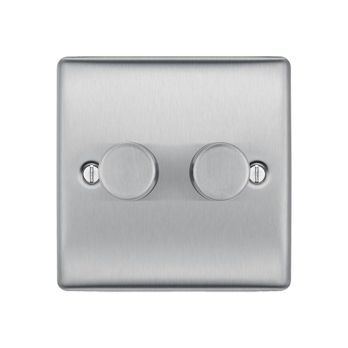 Metallic double switch on a white background