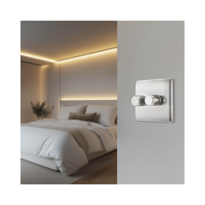 BG Nexus Metal Brushed Steel 2G Dimmer Switch NBS82
