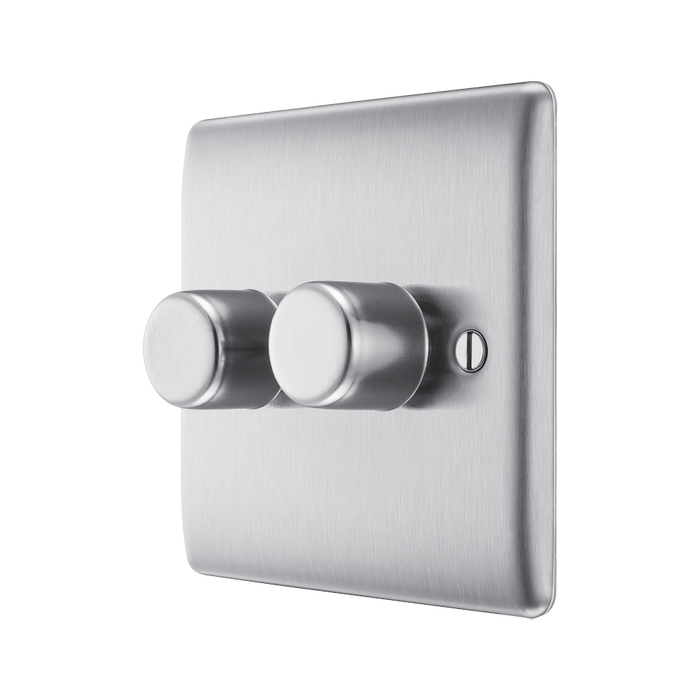 BG Nexus Metal Brushed Steel 2G Dimmer Switch NBS82