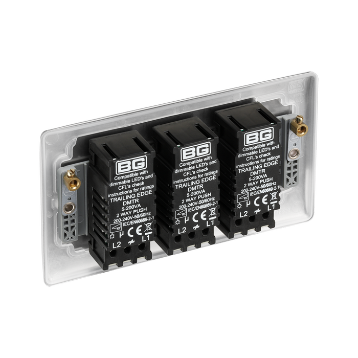 BG Nexus Metal Brushed Steel 3G Dimmer Switch NBS83