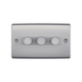 Metallic three-button switch on a white background
