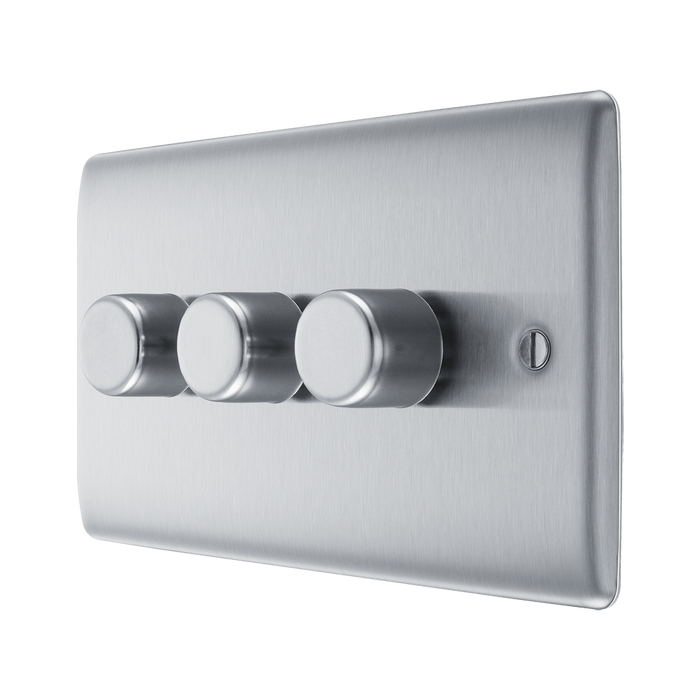 BG Nexus Metal Brushed Steel 3G Dimmer Switch NBS83