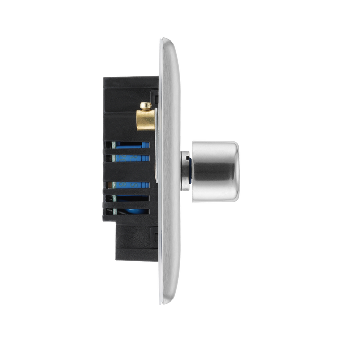 BG Nexus Metal Brushed Steel 4G Dimmer Switch NBS84