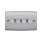 BG Nexus Metal Brushed Steel 4G Dimmer Switch NBS84