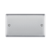 Metallic rectangular plate with two screws on a white background
