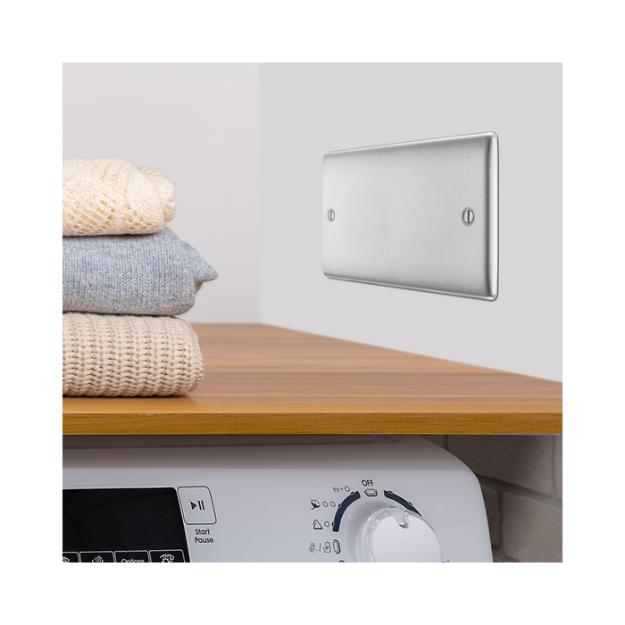 BG Nexus Metal Brushed Steel Double Blank Plate NBS95