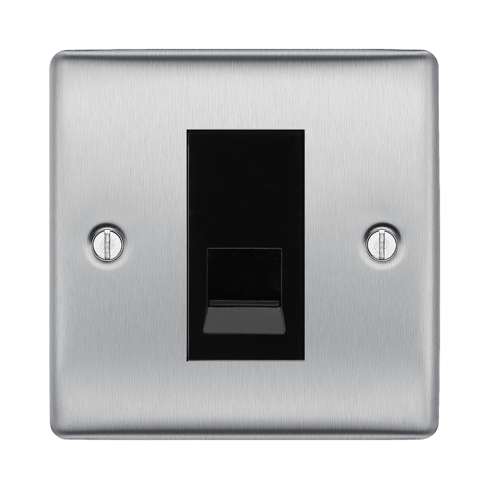 BG Nexus Metal Brushed Steel Master Telephone Socket NBSBTM1B Available from RS Electrical Supplies