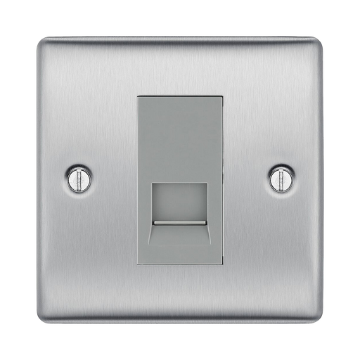 BG Nexus Metal Brushed Steel Master Telephone Socket NBSBTM1G Available from RS Electrical Supplies