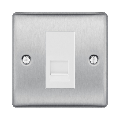 BG Nexus Metal Brushed Steel Master Telephone Socket NBSBTM1W Available from RS Electrical Supplies