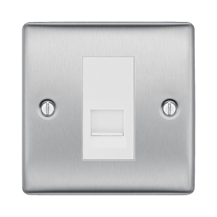 BG Nexus Metal Brushed Steel Master Telephone Socket NBSBTM1W Available from RS Electrical Supplies