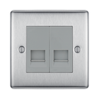 BG Nexus Metal Brushed Steel Double Master Telephone Socket NBSBTM2G