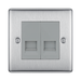 Metallic double gang switch on a white background