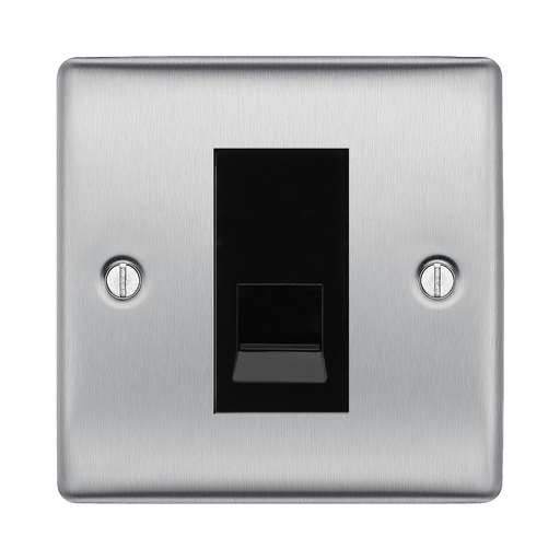 BG Nexus Metal Brushed Steel Secondary Telephone Socket NBSBTS1B Available from RS Electrical Supplies