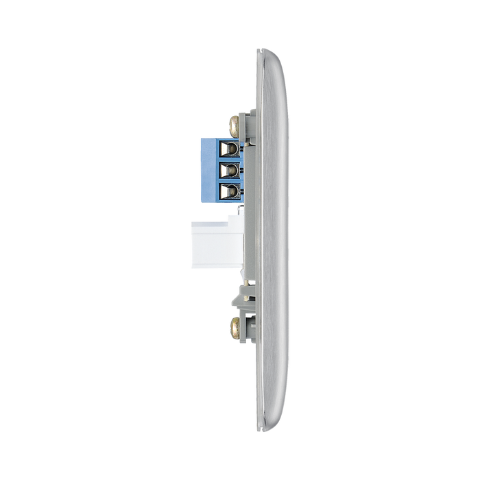 Metallic telephone switch on a white background profile