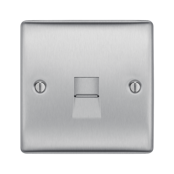 Metallic telephone switch on a white background