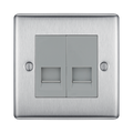 BG Nexus Metal Brushed Steel Double Secondary Telephone Socket NBSBTS2G