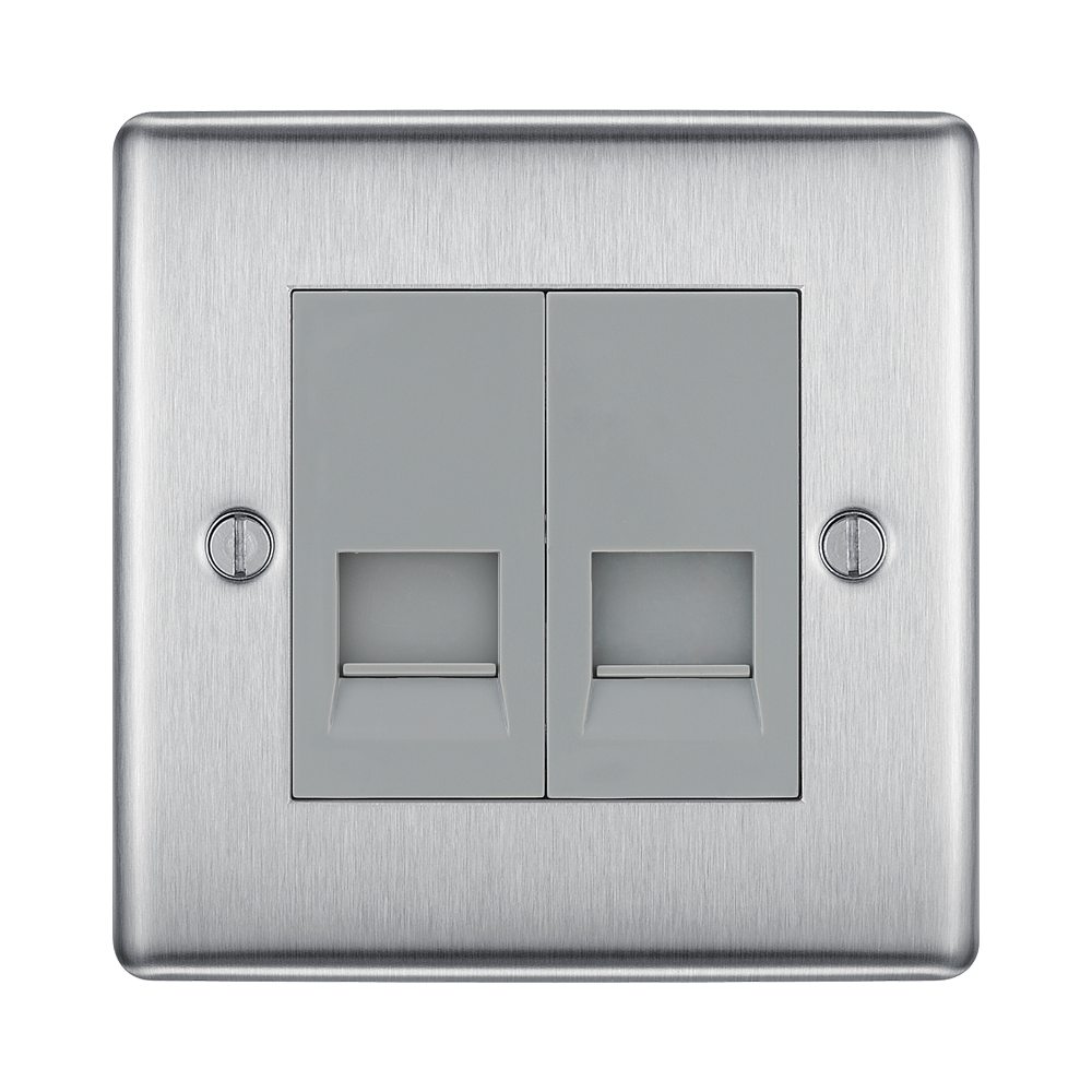 BG Nexus Metal Brushed Steel Double Secondary Telephone Socket NBSBTS2G ...
