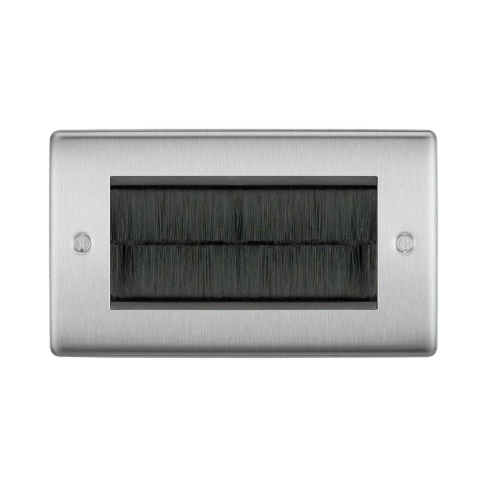 BG Nexus Metal Brushed Steel 4G Cable Brush Outlet NBSEMR4BR Available from RS Electrical Supplies