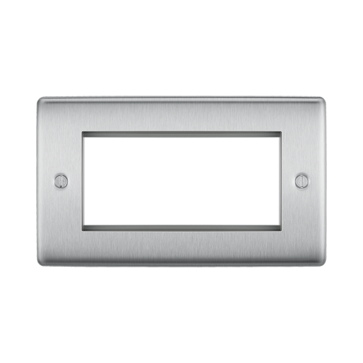 BG Nexus Metal Brushed Steel 4G Euro Plate NBSEMR4 Available from RS Electrical Supplies