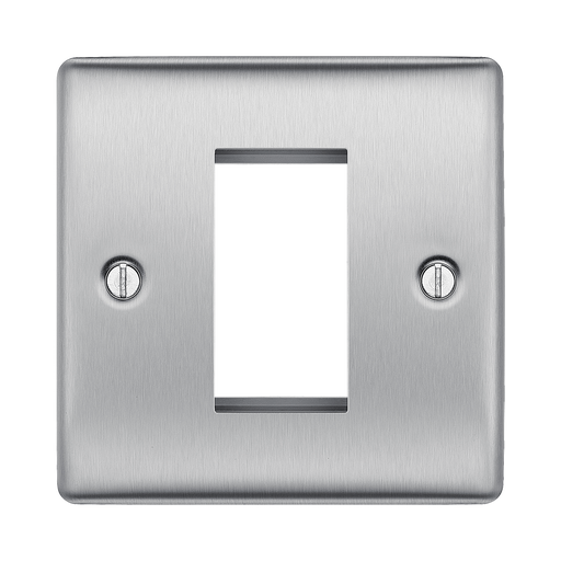 BG Nexus Metal Brushed Steel 1G Euro Plate NBSEMS1 Available from RS Electrical Supplies