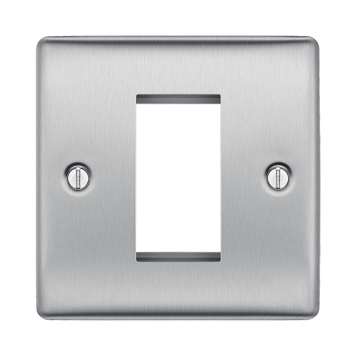 BG Nexus Metal Brushed Steel 1G Euro Plate NBSEMS1 Available from RS Electrical Supplies