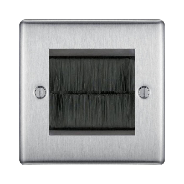 BG Nexus Metal Brushed Steel 2G Cable Brush Outlet NBSEMS2BRB Available from RS Electrical Supplies