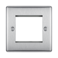 BG Nexus Metal Brushed Steel 2G Euro Plate NBSEMS2 Available from RS Electrical Supplies