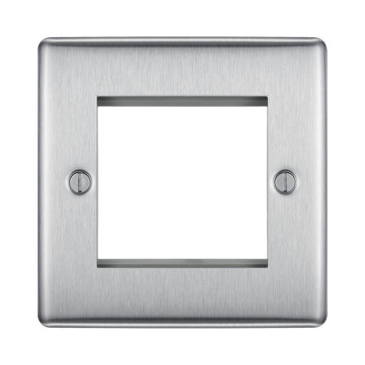 BG Nexus Metal Brushed Steel 2G Euro Plate NBSEMS2 Available from RS Electrical Supplies