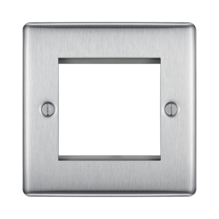 BG Nexus Metal Brushed Steel 2G Euro Plate NBSEMS2 Available from RS Electrical Supplies