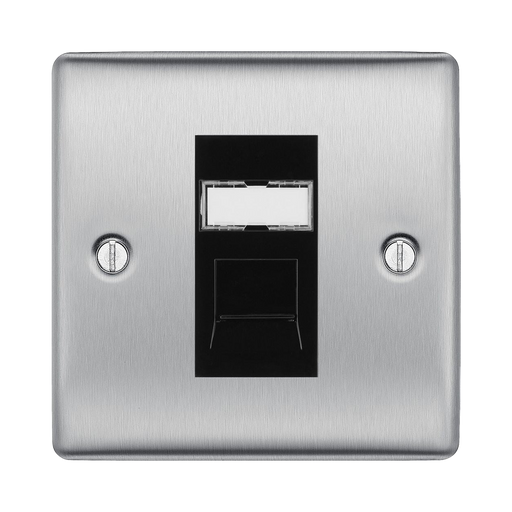 BG Nexus Metal Brushed Steel RJ45 Cat6A Data Outlet NBSRJ4516AB Available from RS Electrical Supplies