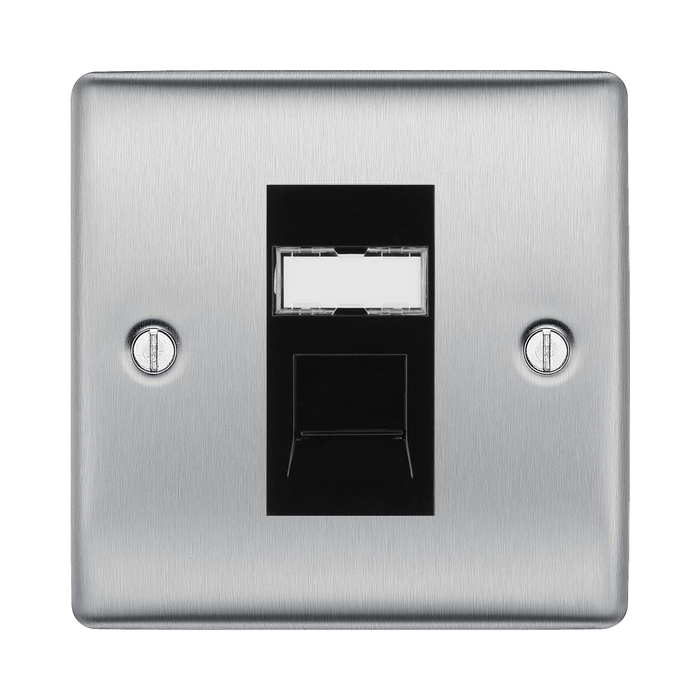 BG Nexus Metal Brushed Steel RJ45 Cat6A Data Outlet NBSRJ4516AB Available from RS Electrical Supplies