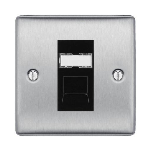 BG Nexus Metal Brushed Steel RJ45 Cat6 Data Outlet NBSRJ4516B Available from RS Electrical Supplies