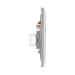 Metallic double socket cover with two rectangular slots on a white background