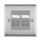 BG Nexus Metal Brushed Steel Double RJ45 Cat5E Data Outlet NBSRJ452G