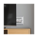 Metallic double socket cover with two rectangular slots on a white background