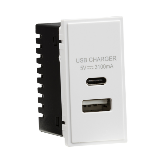 Dual USB Charger Module – White