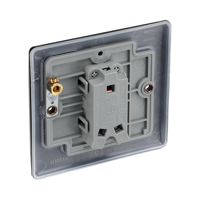 BG Nexus Metal Matt Black 1G 2W Light Switch NFB12