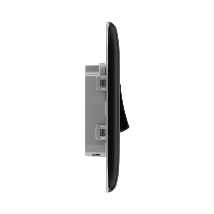 BG Nexus Metal Matt Black 1G 2W Light Switch NFB12