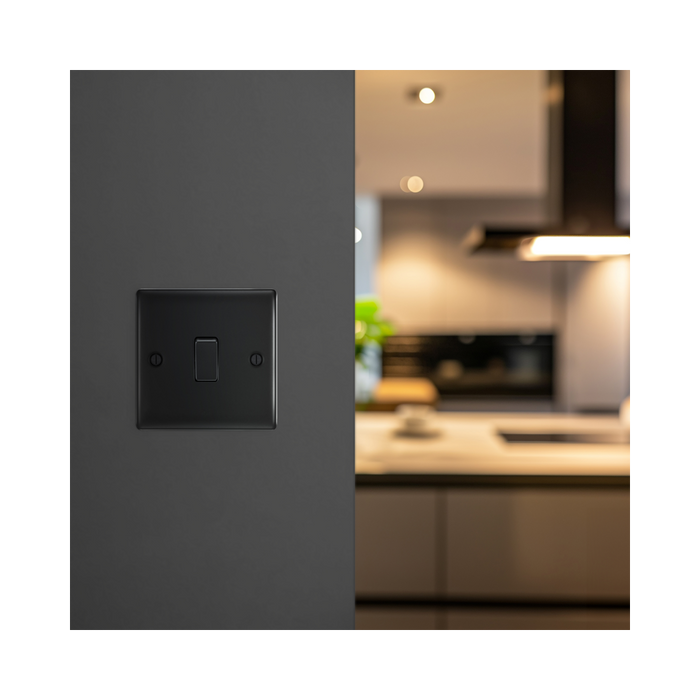 BG Nexus Metal Matt Black Intermediate Light Switch NFB13