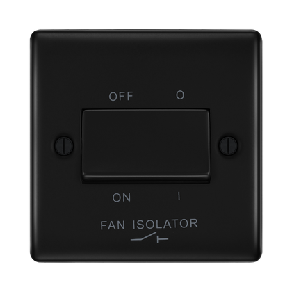 BG Nexus Metal Matt Black Fan Isolator Switch NFB15