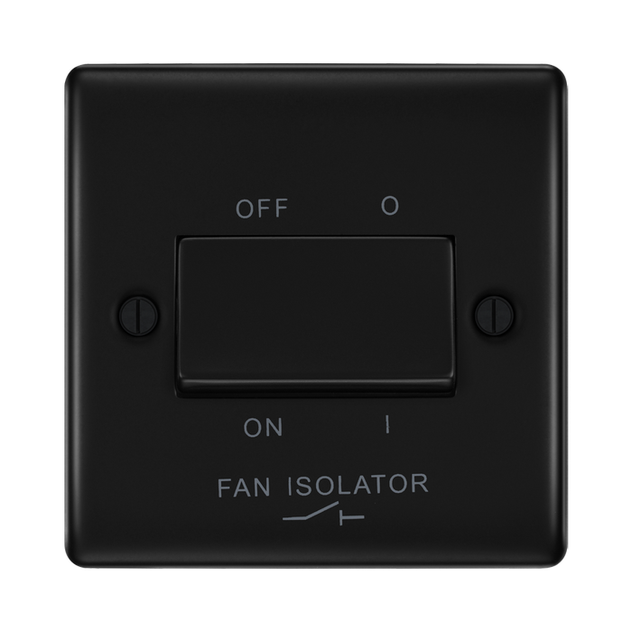 BG Nexus Metal Matt Black Fan Isolator Switch NFB15