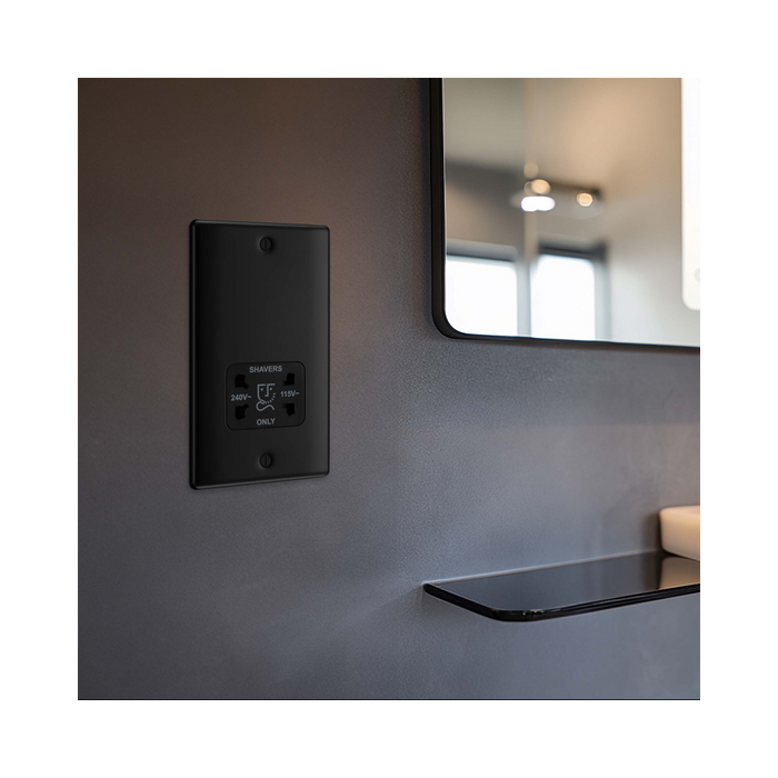 BG Nexus Metal Matt Black Shaver Socket NFB20B