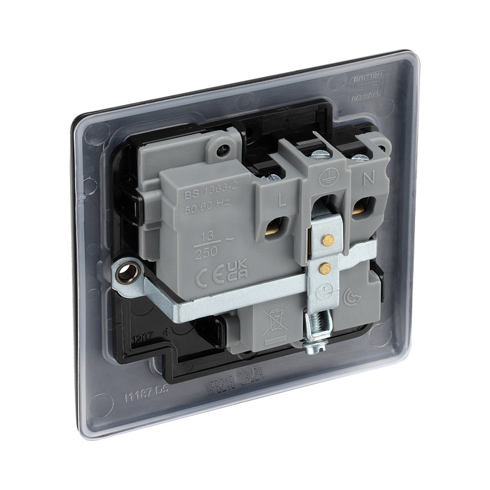 BG Nexus Metal Matt Black 13A Single Socket NFB21B