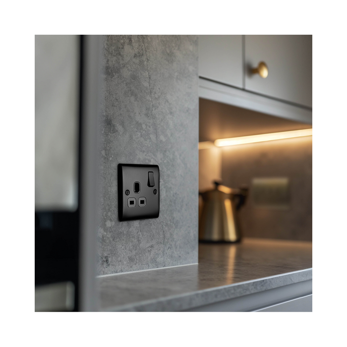BG Nexus Metal Matt Black 13A Single Socket NFB21B