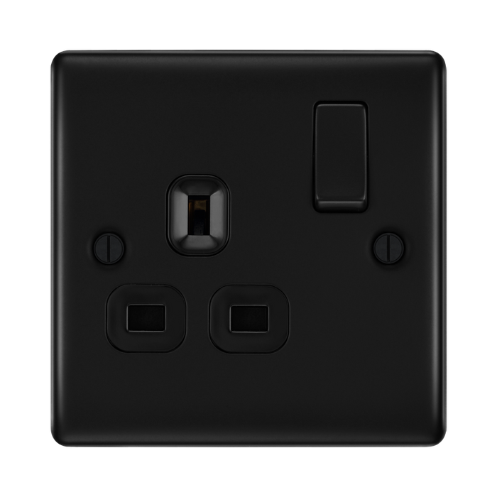 BG Nexus Metal Matt Black 13A Single Socket NFB21B