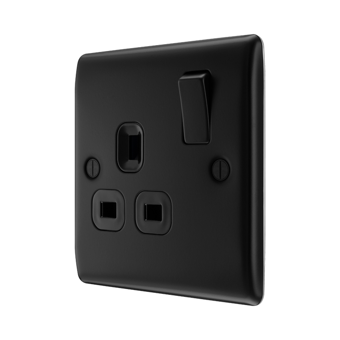 BG Nexus Metal Matt Black 13A Single Socket NFB21B