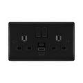 BG Nexus Metal Matt Black 13A Double USB Socket with 12W A+C NFB22UAC12B Available from RS Electrical Supplies